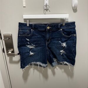 Maurices Dark Blue Distressed Jean Shorts